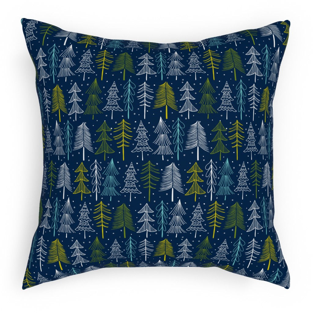 Oh' Christmas Tree Outdoor Pillow, 18x18, Single Sided, Blue