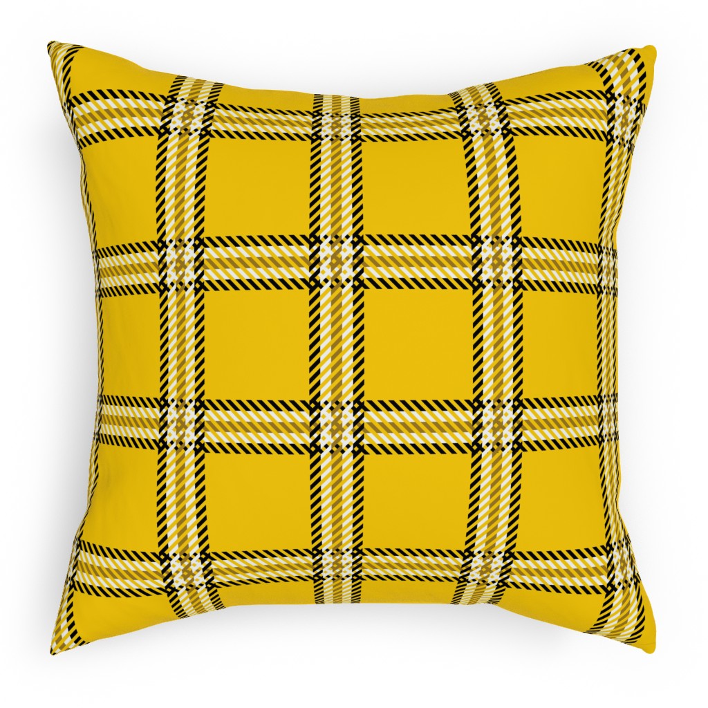 Cher's Plaid Outdoor Pillow, 18x18, Single Sided, Yellow