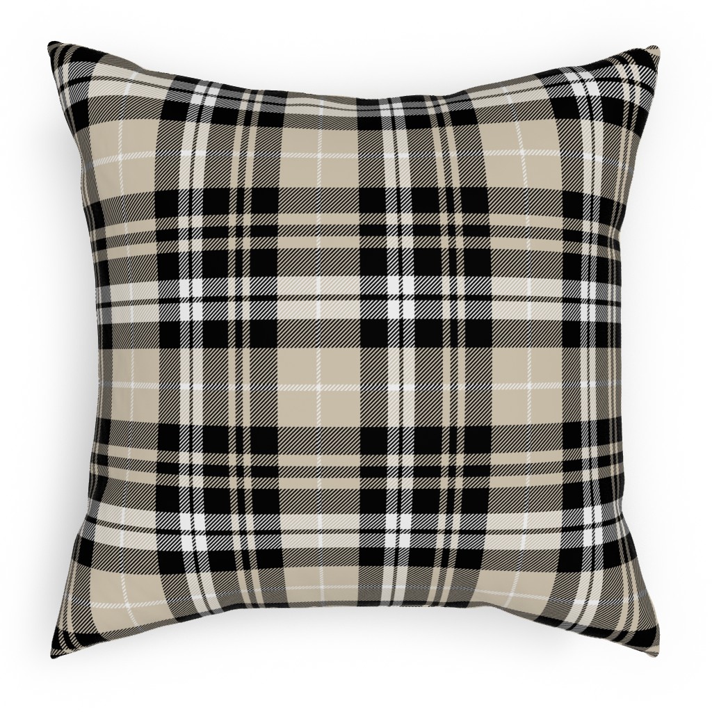 Fall Plaid Outdoor Pillow, 18x18, Single Sided, Beige