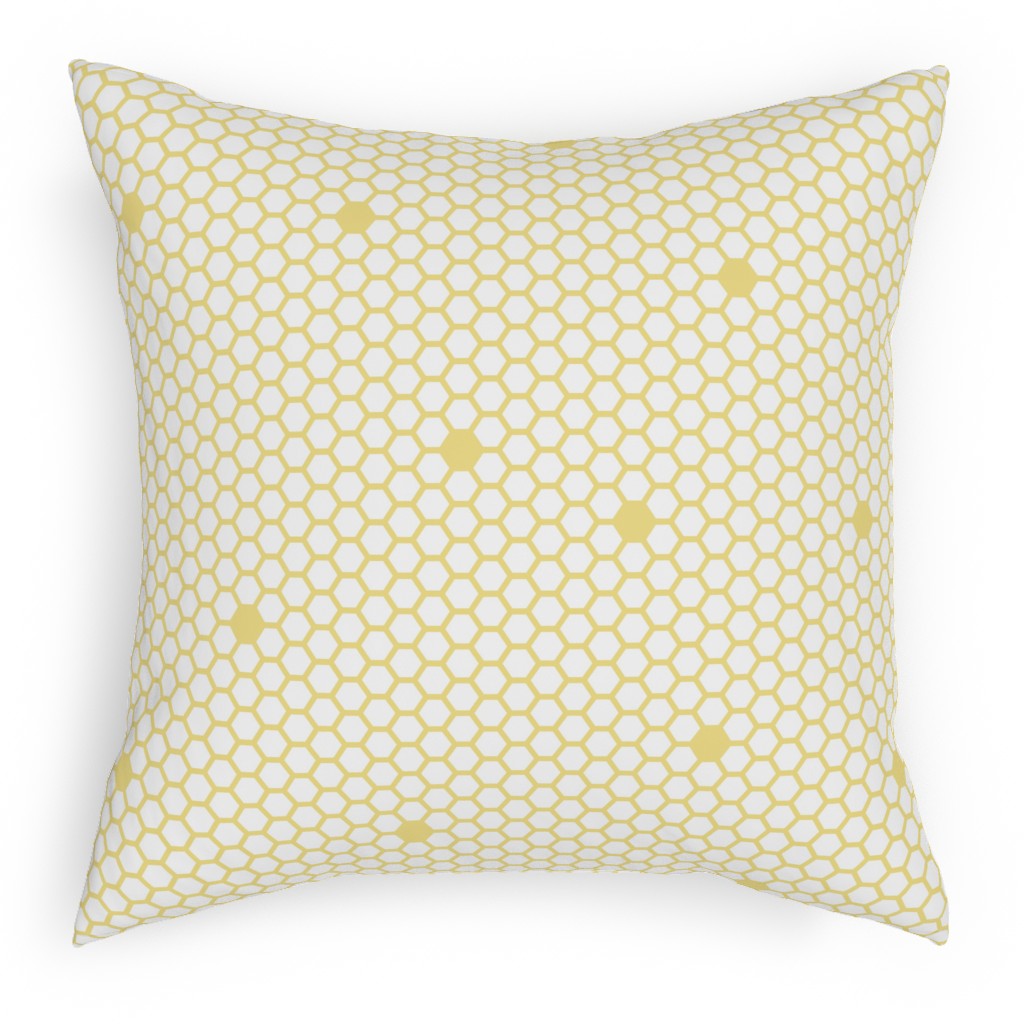 Honeycomb - Sugared Spring - Yellow Outdoor Pillow, 18x18, Single Sided, Yellow