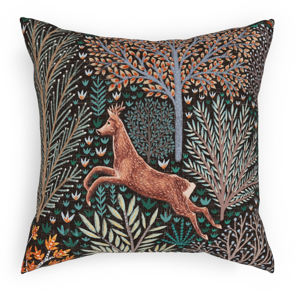 Forest & Animals - Multi Outdoor Pillow, 18x18, Single Sided, Multicolor