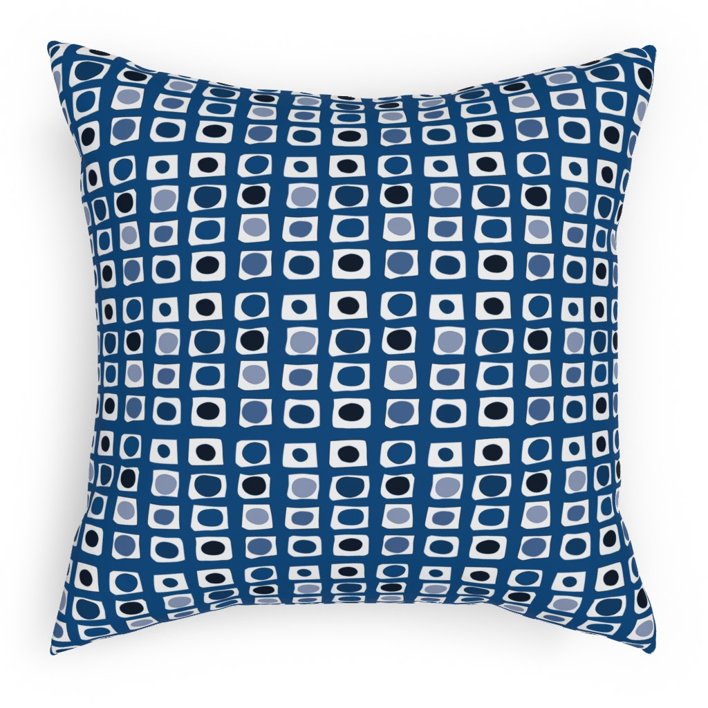 Little White Rectangles - Classic Blue Outdoor Pillow, 18x18, Single Sided, Blue