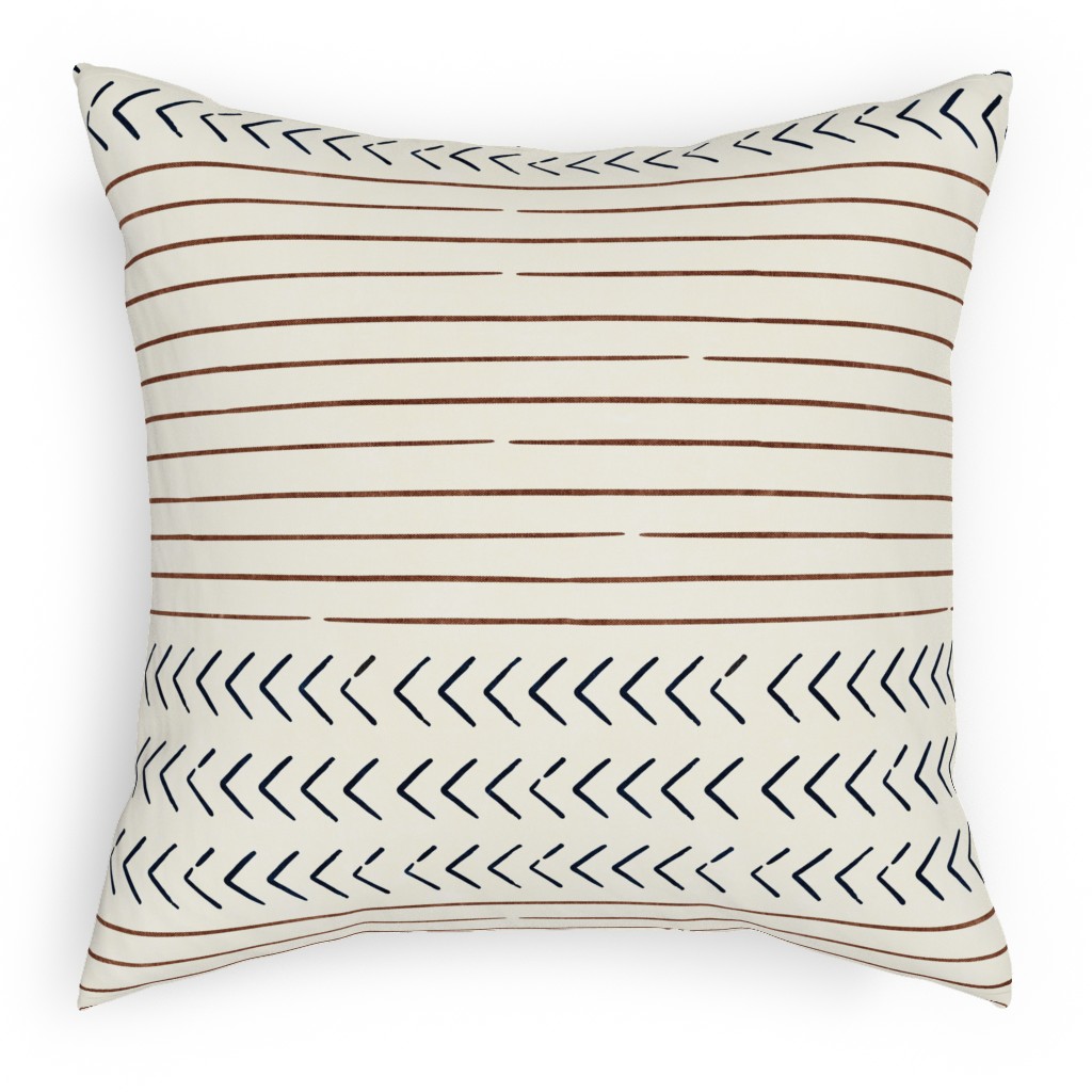 Arrow Stripes Mud Cloth Modern Outdoor Pillow, 18x18, Single Sided, Beige