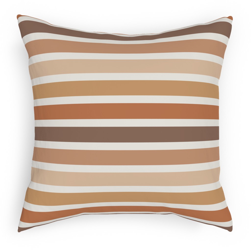 Retro Summer Stripe - Warm Tones Outdoor Pillow, 18x18, Double Sided, Pink