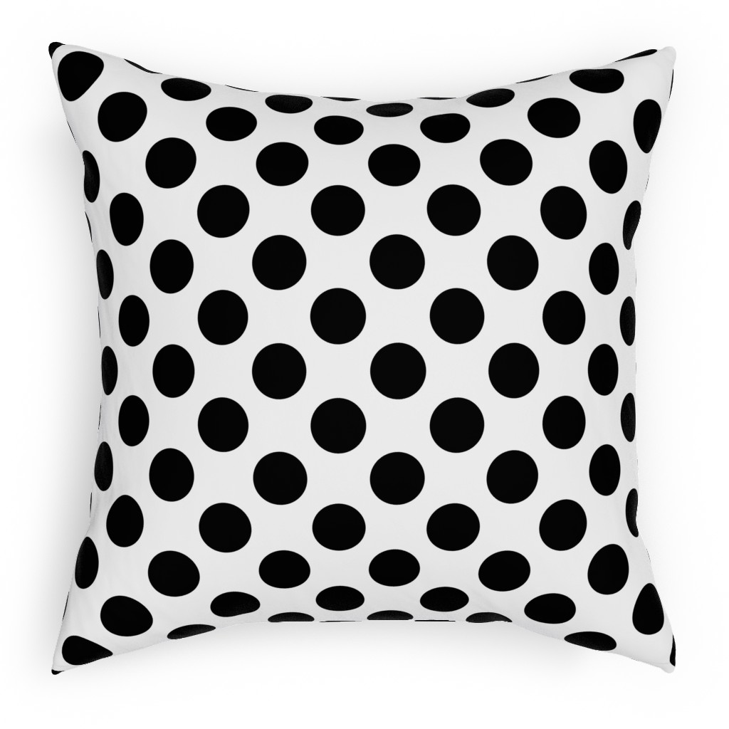 Polka Dot - Black and White Outdoor Pillow, 18x18, Double Sided, Black