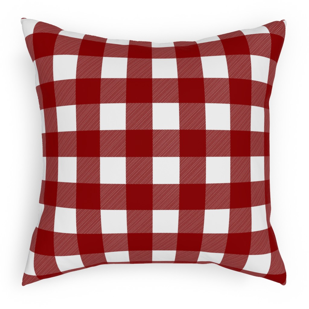Buffalo Plaid - Red Outdoor Pillow, 18x18, Double Sided, Red
