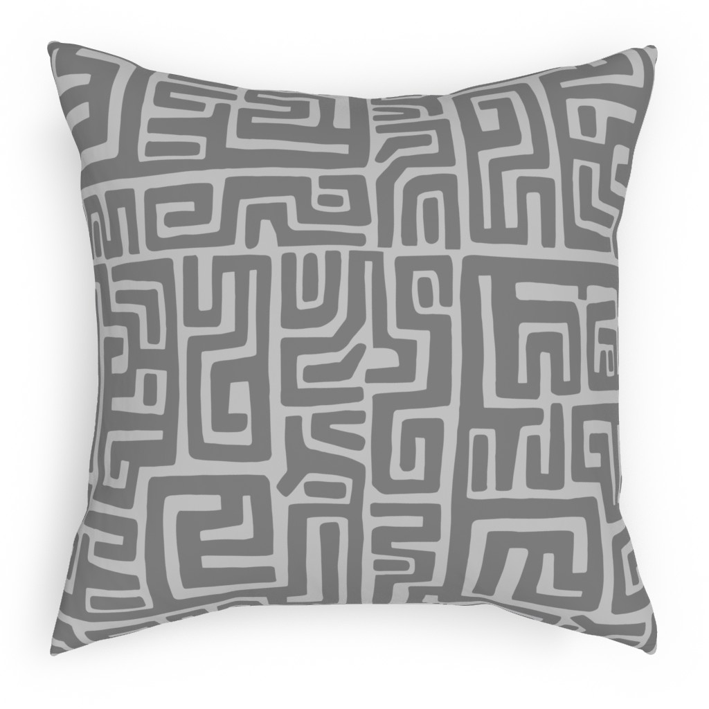 Maze Outdoor Pillow, 18x18, Double Sided, Gray
