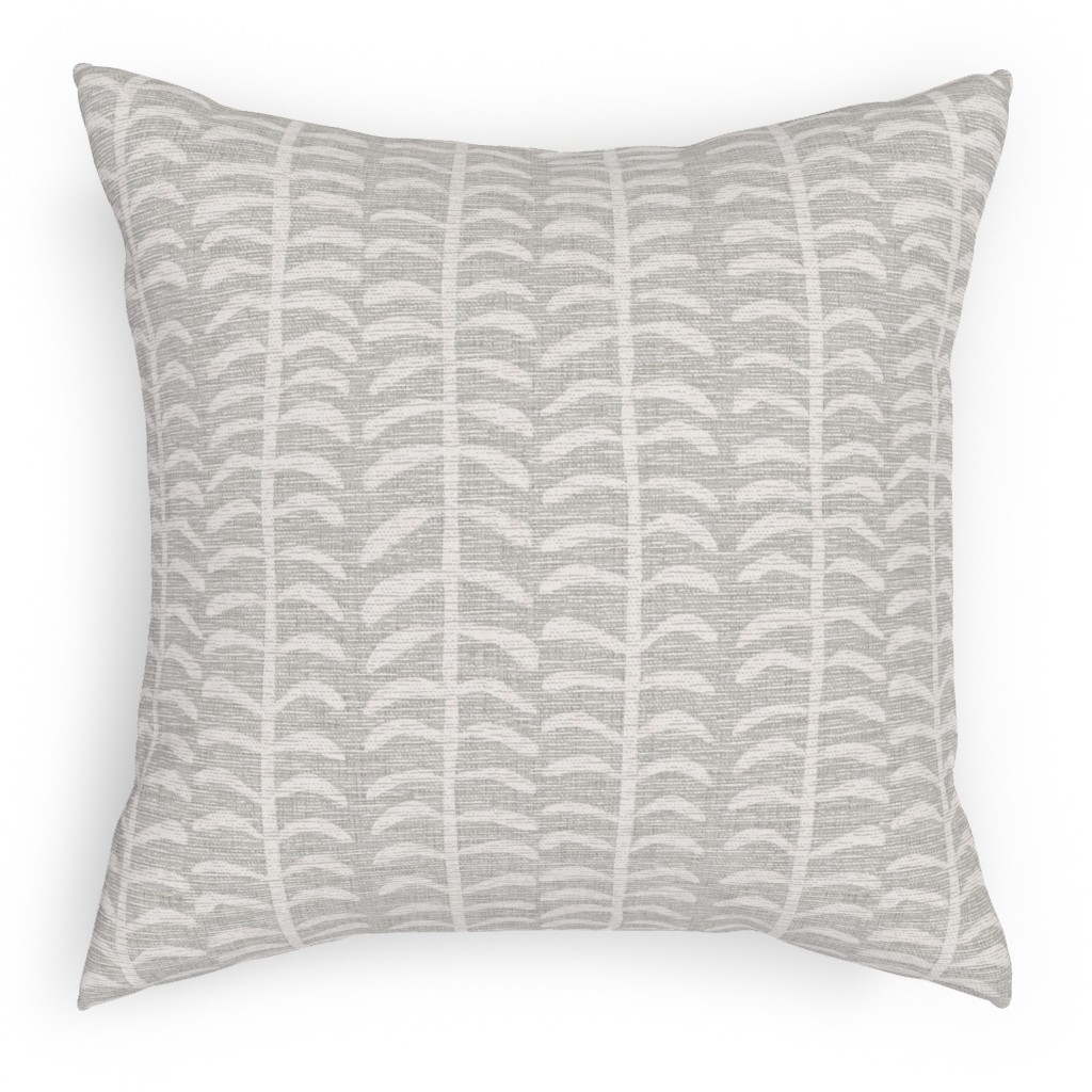 Grasscloth Vine - Neutral Outdoor Pillow, 18x18, Double Sided, Gray
