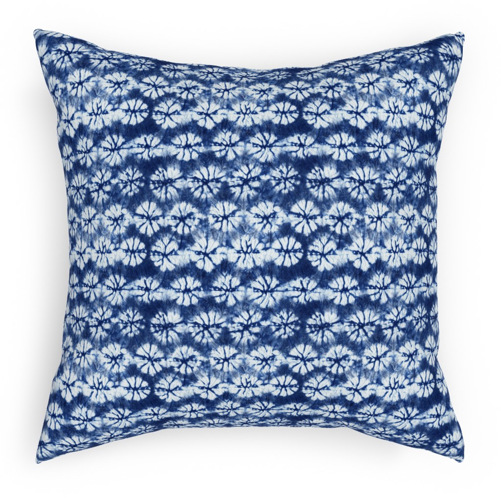 Shibori Pine - Blue Outdoor Pillow, 18x18, Double Sided, Blue