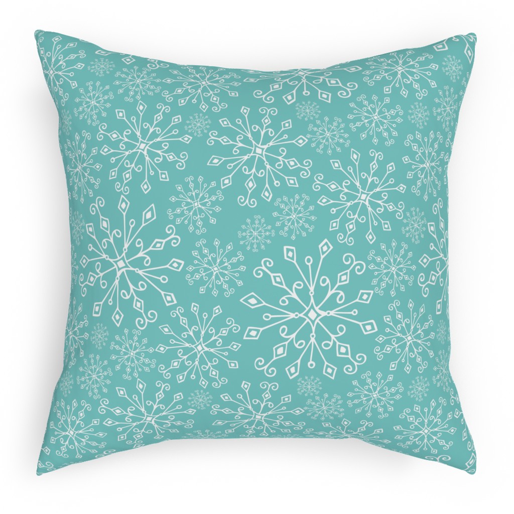 Frost Snowflakes Outdoor Pillow, 18x18, Double Sided, Blue