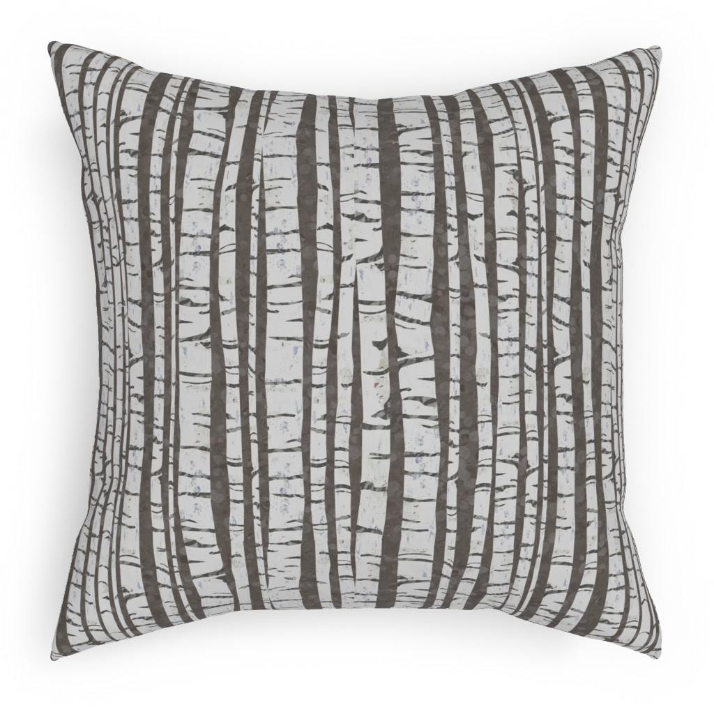 Birch Forest - Gray Outdoor Pillow, 18x18, Double Sided, Gray