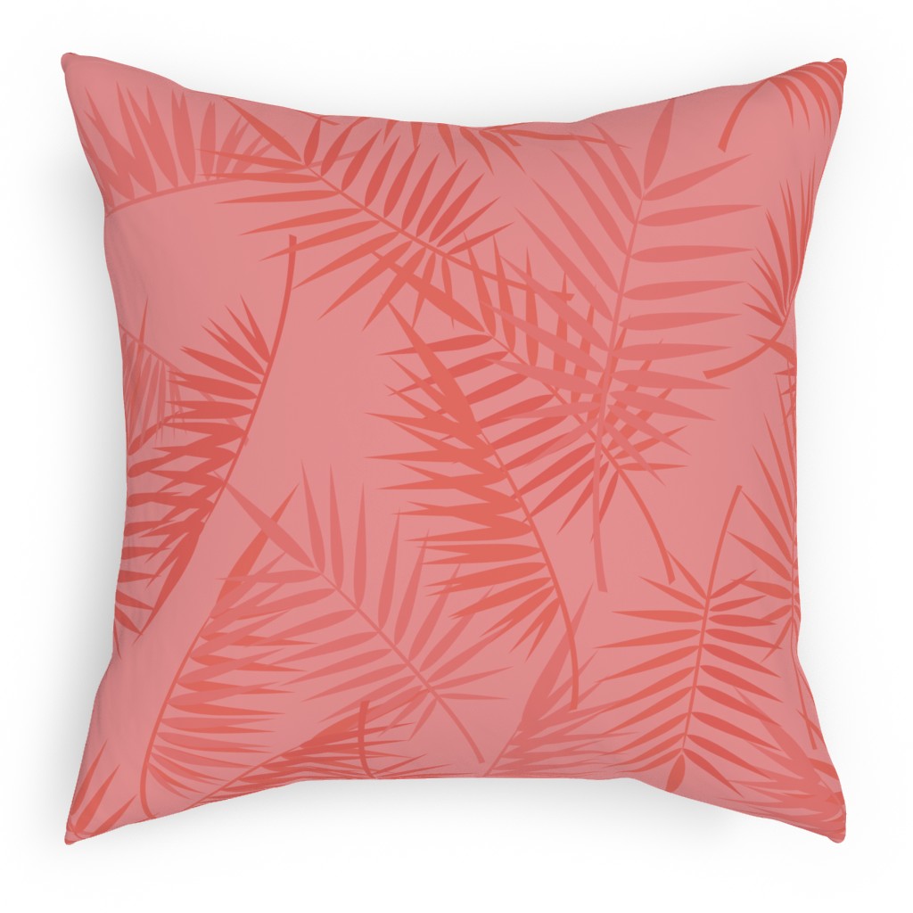 Tropical - Coral Outdoor Pillow, 18x18, Double Sided, Pink