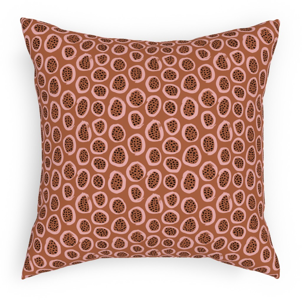 Abstract Raw Fruit Circles - Red Outdoor Pillow, 18x18, Double Sided, Pink