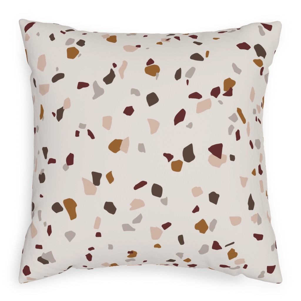 Terrazzo on Cream Outdoor Pillow, 20x20, Single Sided, Beige