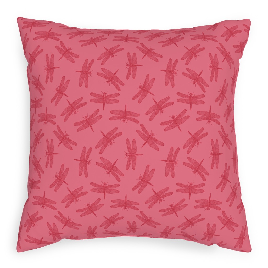 Vintage Dragonfly - Pink Outdoor Pillow, 20x20, Single Sided, Pink