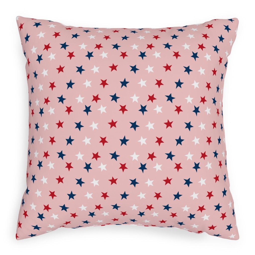 Patriotic Stars Outdoor Pillow, 20x20, Single Sided, Pink