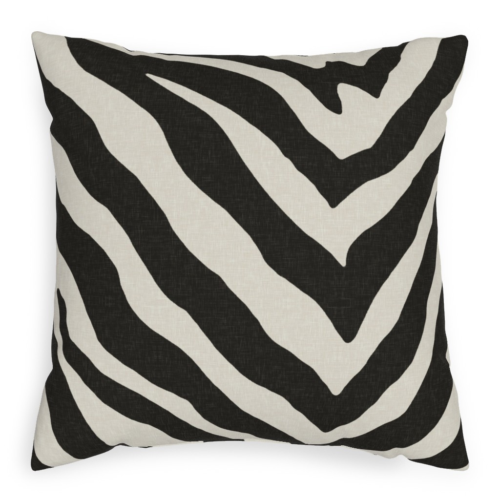 Zebra Pattern Outdoor Pillow, 20x20, Single Sided, Black