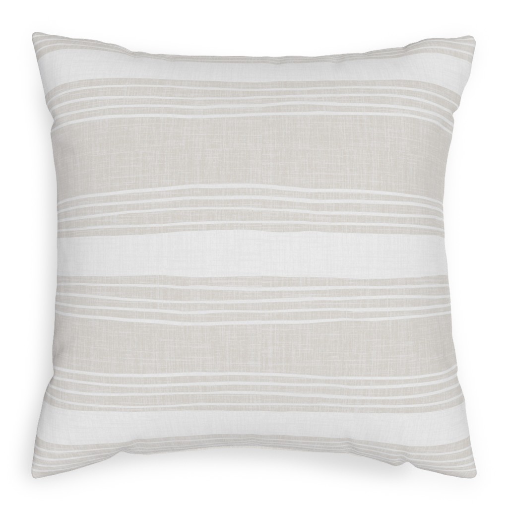 Rustic Stripe - Taupe Outdoor Pillow, 20x20, Double Sided, Beige