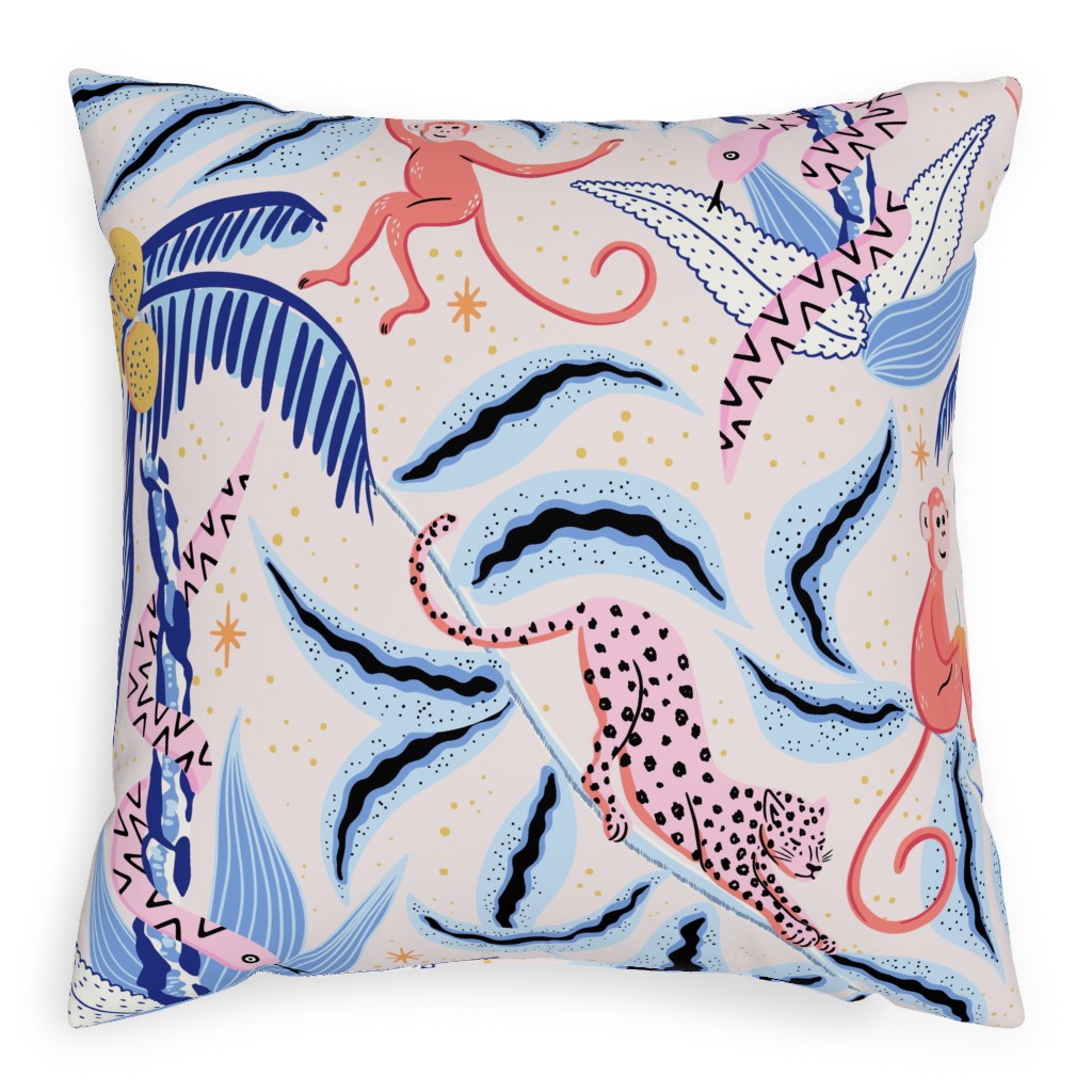Tropical Surrealism - Bright Outdoor Pillow, 20x20, Double Sided, Multicolor