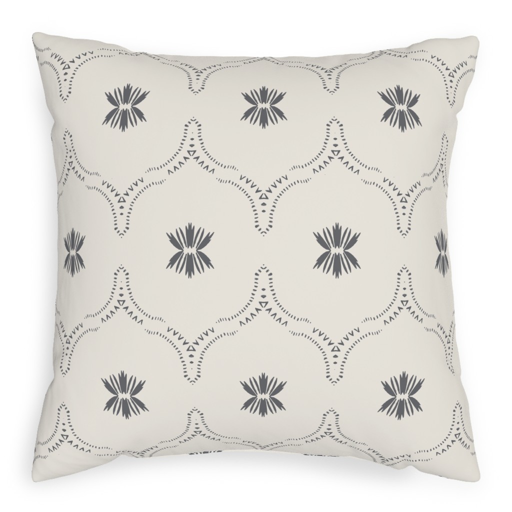 Jasmin Wildflower Deco Outdoor Pillow, 20x20, Double Sided, Beige