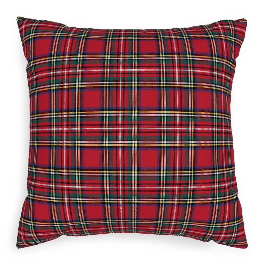 Royal Stewart Tartan Style Repeat Perfect for Christmas Outdoor Pillow, 20x20, Double Sided, Red