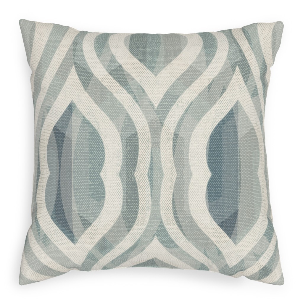 Modern Watercolor Damask - Gray Outdoor Pillow, 20x20, Double Sided, Gray