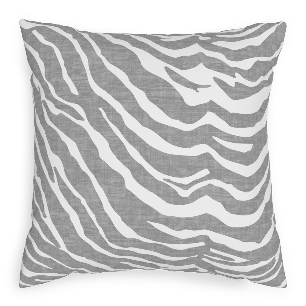 Zebra Texture - Gray Outdoor Pillow, 20x20, Double Sided, Gray
