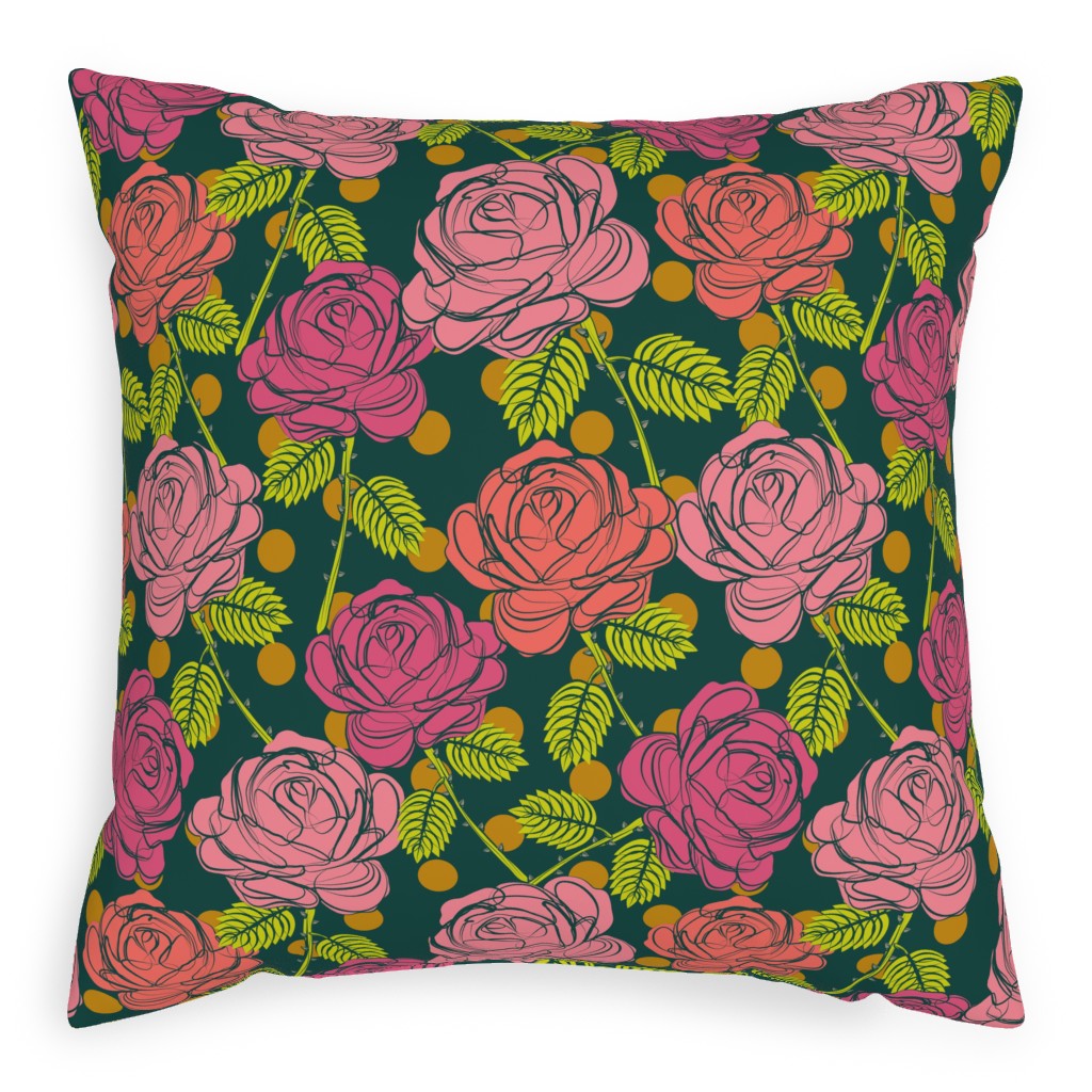 Roses - Shades of Pink Outdoor Pillow, 20x20, Double Sided, Pink