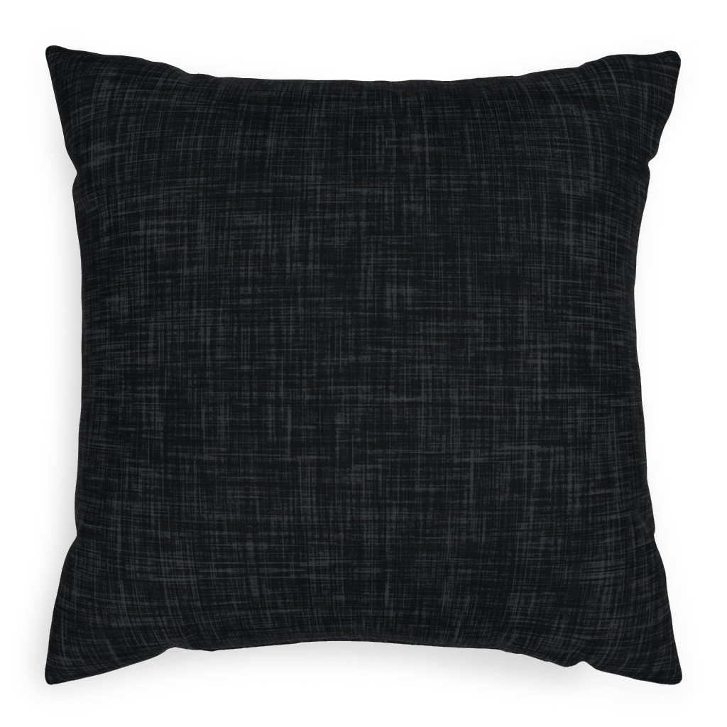 Dark Charcoal Linen Outdoor Pillow, 20x20, Double Sided, Black