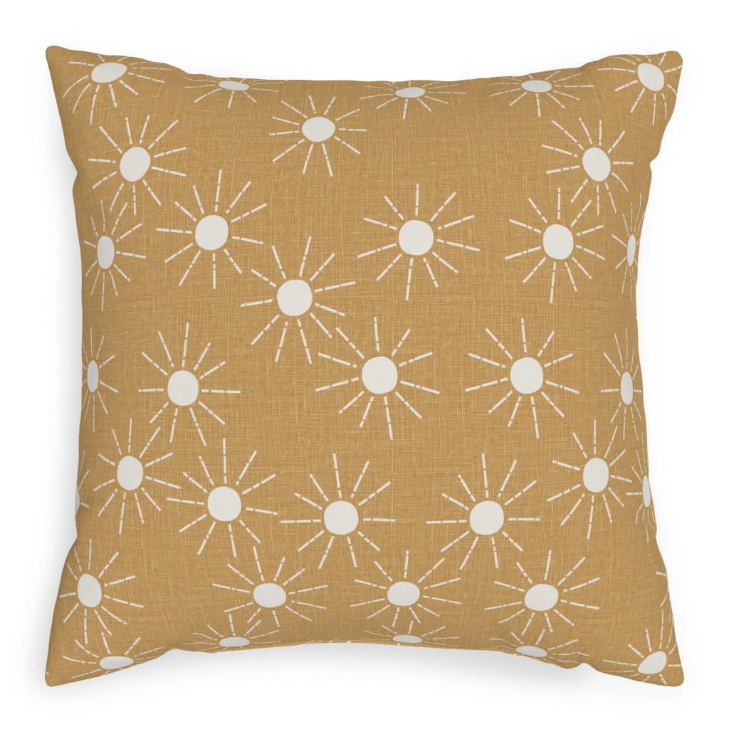 Summer Sunshine - Mustard Yellow Outdoor Pillow, 20x20, Double Sided, Yellow