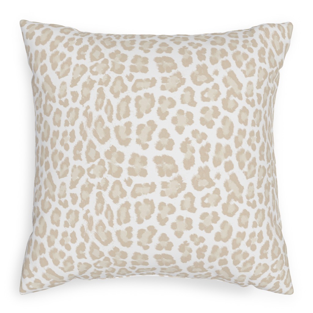 Natural Leopard - Beige Outdoor Pillow, 20x20, Double Sided, Beige