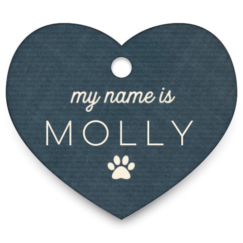 Rustic Chambray  Heart Pet Tag, Blue
