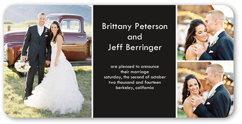 Divine Wedding Announcement, Black, Standard Smooth Cardstock, Rounded