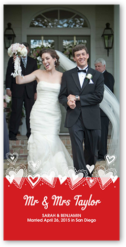 Fun Hearts Wedding Announcement, Red, Standard Smooth Cardstock, Square