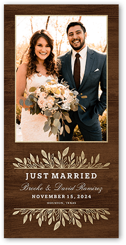 Umbrage Frame Wedding Announcement, Brown, 4x8 Flat, Signature Smooth Cardstock, Square