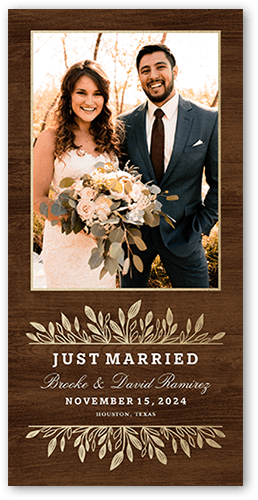 Umbrage Frame Wedding Announcement, Brown, 4x8 Flat, Standard Smooth Cardstock, Square