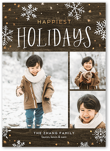 Rustic Winter Holiday Card, Brown, 5x7, Holiday, Pearl Shimmer Cardstock, Square