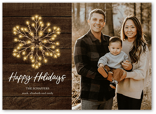 Fancy Flake Holiday Card, Brown, 5x7 Flat, Holiday, Signature Smooth Cardstock, Square, White