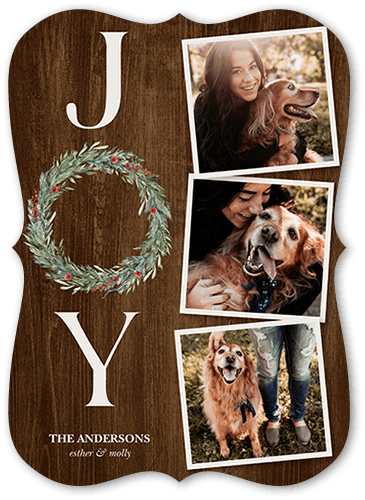 Laurel Of Joy Holiday Card, Brown, 5x7 Flat, Holiday, Pearl Shimmer Cardstock, Bracket