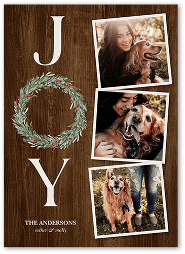 Laurel Of Joy Holiday Card, Brown, 5x7, Holiday, Luxe Double-Thick Cardstock, Square