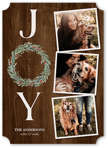 Laurel Of Joy Holiday Card, Brown, 5x7 Flat, Holiday, Signature Smooth Cardstock, Ticket