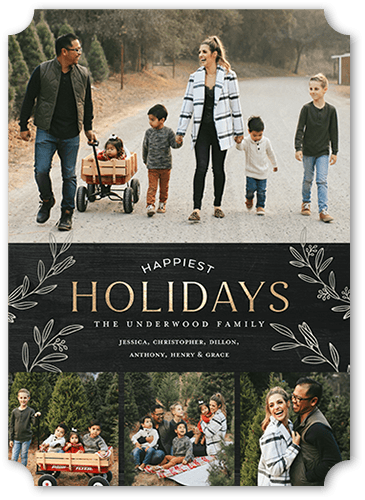 Traditional Timber Holiday Card, Black, 5x7 Flat, Holiday, Signature Smooth Cardstock, Ticket