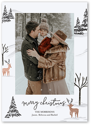 Winter Wonders Holiday Card, White, 5x7 Flat, Christmas, 100% Recycled Cardstock , Square