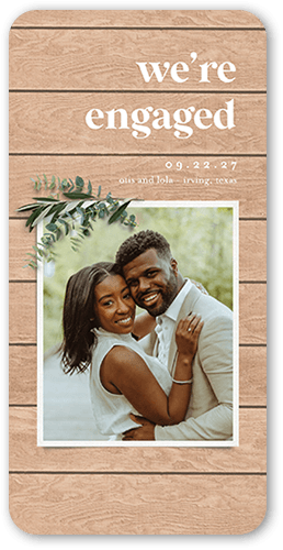 Now Engaged Save The Date, Brown, 4x8 Flat, Pearl Shimmer Cardstock, Rounded, Brown