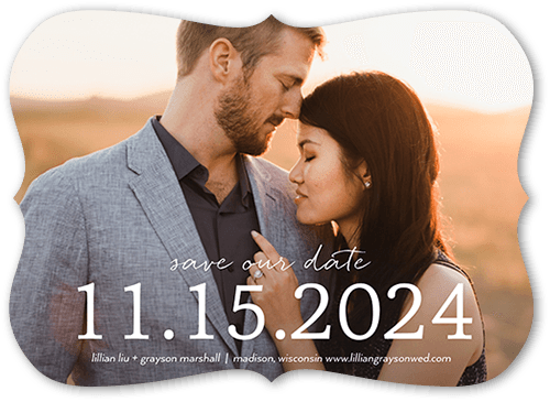 The Big Date Save The Date, White, 5x7, Signature Smooth Cardstock, Bracket