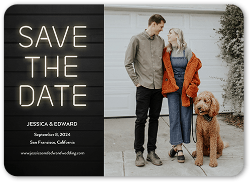 Neon Type Save The Date, Rounded Corners