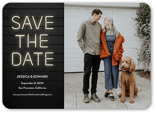 Neon Type Save The Date, Black, 5x7 Flat, Standard Smooth Cardstock, Rounded, Black