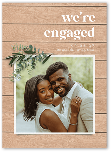 Now Engaged Save The Date, Brown, 5x7 Flat, Standard Smooth Cardstock, Square