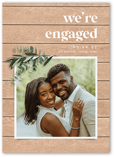 Now Engaged Save The Date, Brown, 5x7 Flat, Signature Smooth Cardstock, Square