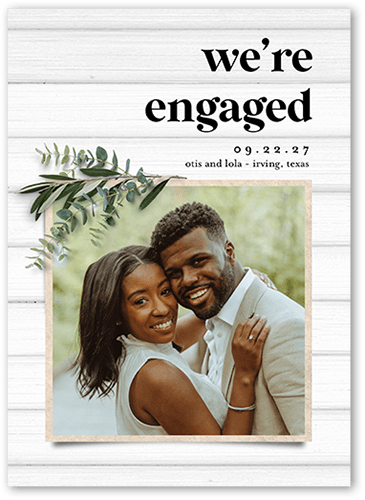 Now Engaged Save The Date, White, 5x7 Flat, Signature Smooth Cardstock, Square